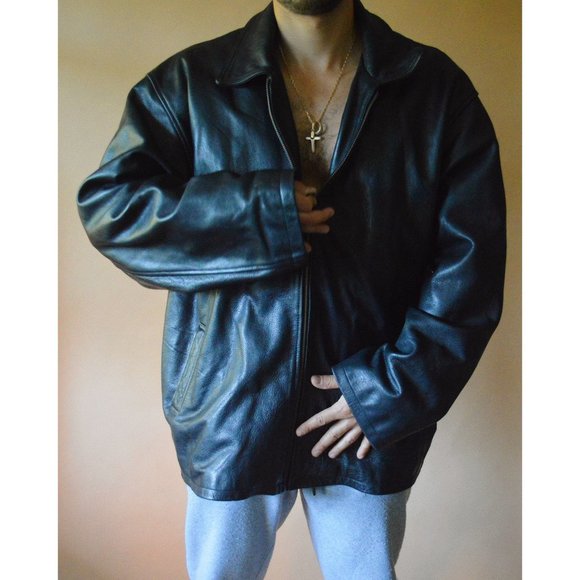 90s Mens Vintage Leather Jacket - Picture 1 of 4